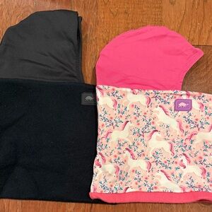 Pink and Black Hooded Scarves with Unicorn Print